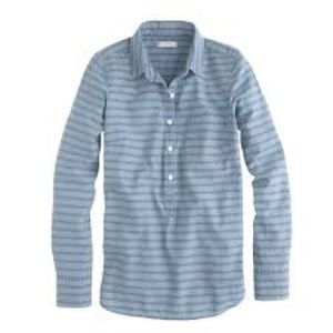 JCrew Striped Chambray Popover