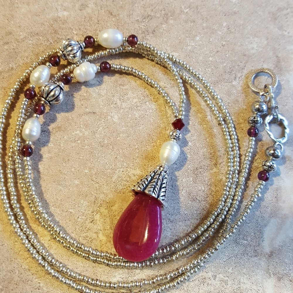 SOLD!GENUINE INDIAN RAW-CUT, NATURAL RUBY NECKLACE