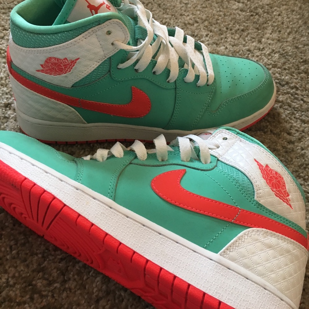 Teal and orange air jordans
