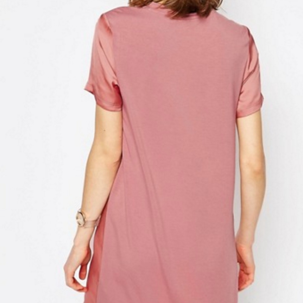 Satin Front T-shirt Dress - Picture 2 of 4
