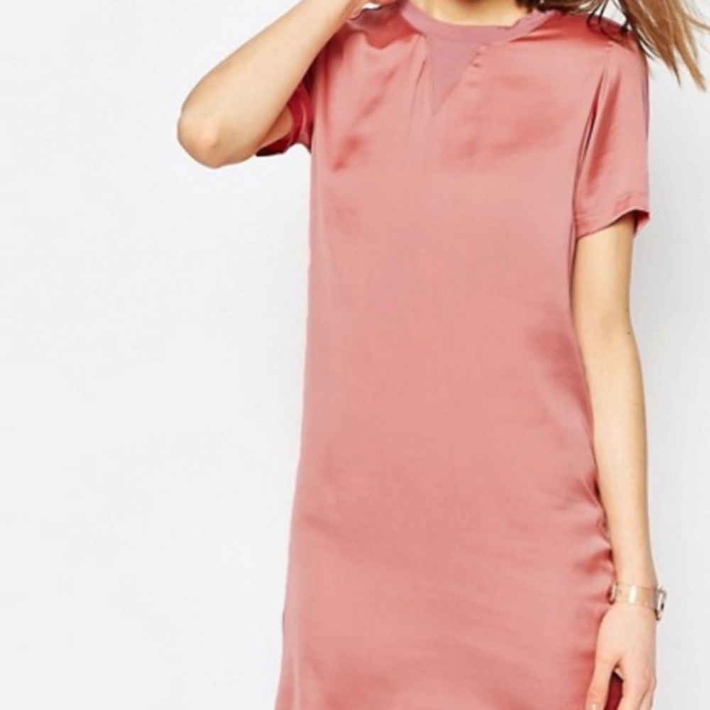 Satin Front T-shirt Dress