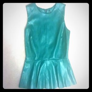 Green leather-like blouse