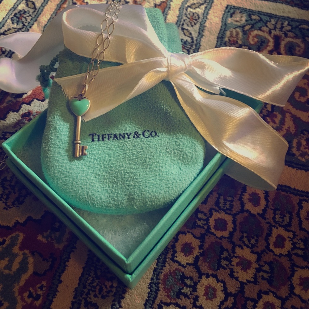 Tiffany & Co. Blue Heart Key Charm and Chain