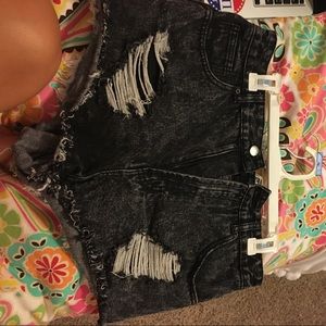 Dark washed high waisted jean shorts
