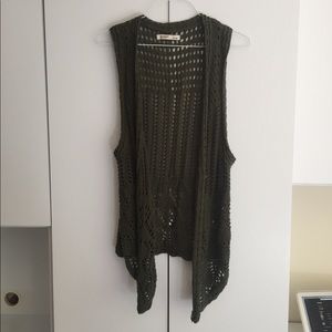 Olive Green Crochet Cardigan