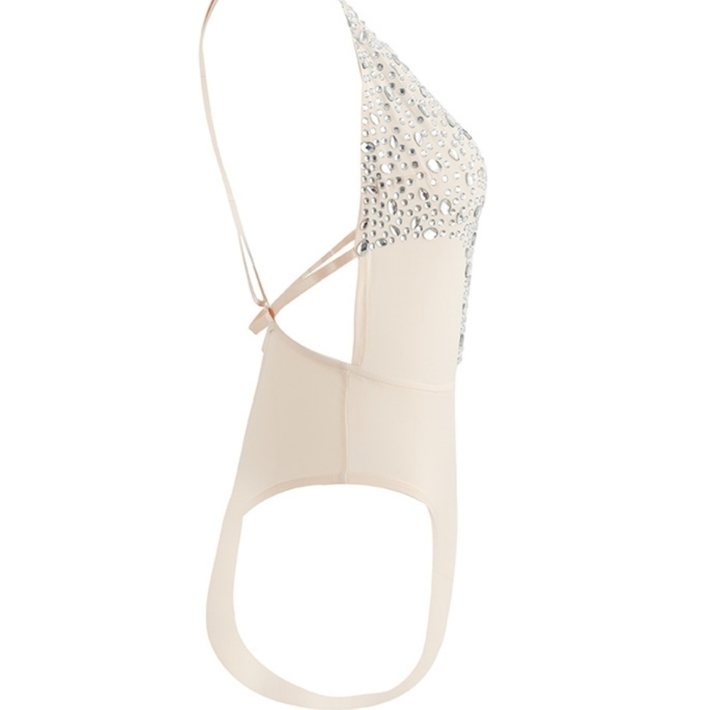 Last One• Crystal Beading Bodysuit in Nude - Picture 3 of 5
