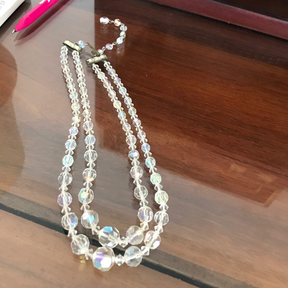 Antique white crystal necklace