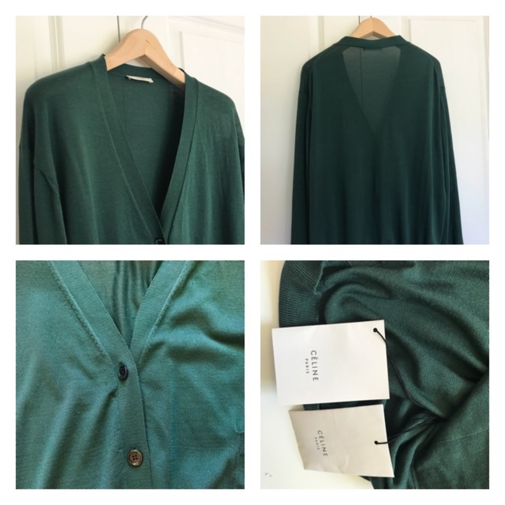 *SOLD*New W/ Tag Celine Forest Green Soft Cardigan