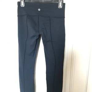 Lululemon Women's Satin-Ridged Leggings, Navy Blue