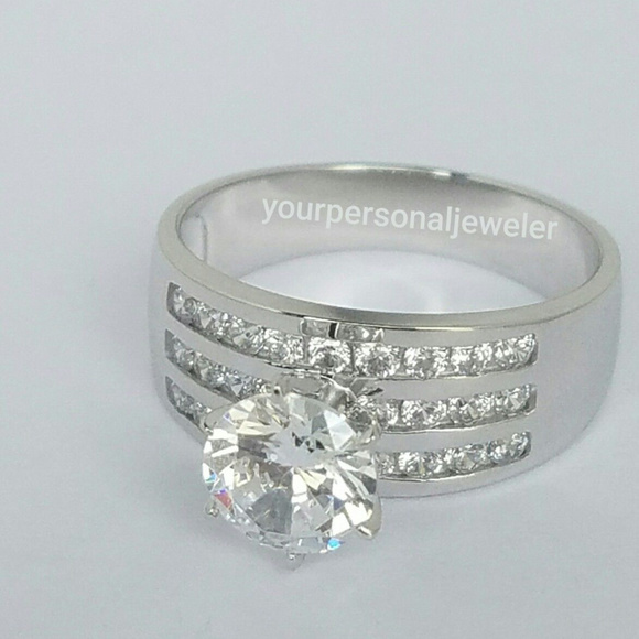 New 2.85 Ct 14k white Gold Round Engagement Ring - Picture 5 of 8