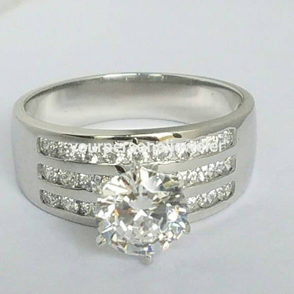 New 2.85 Ct 14k white Gold Round Engagement Ring - Picture 4 of 8