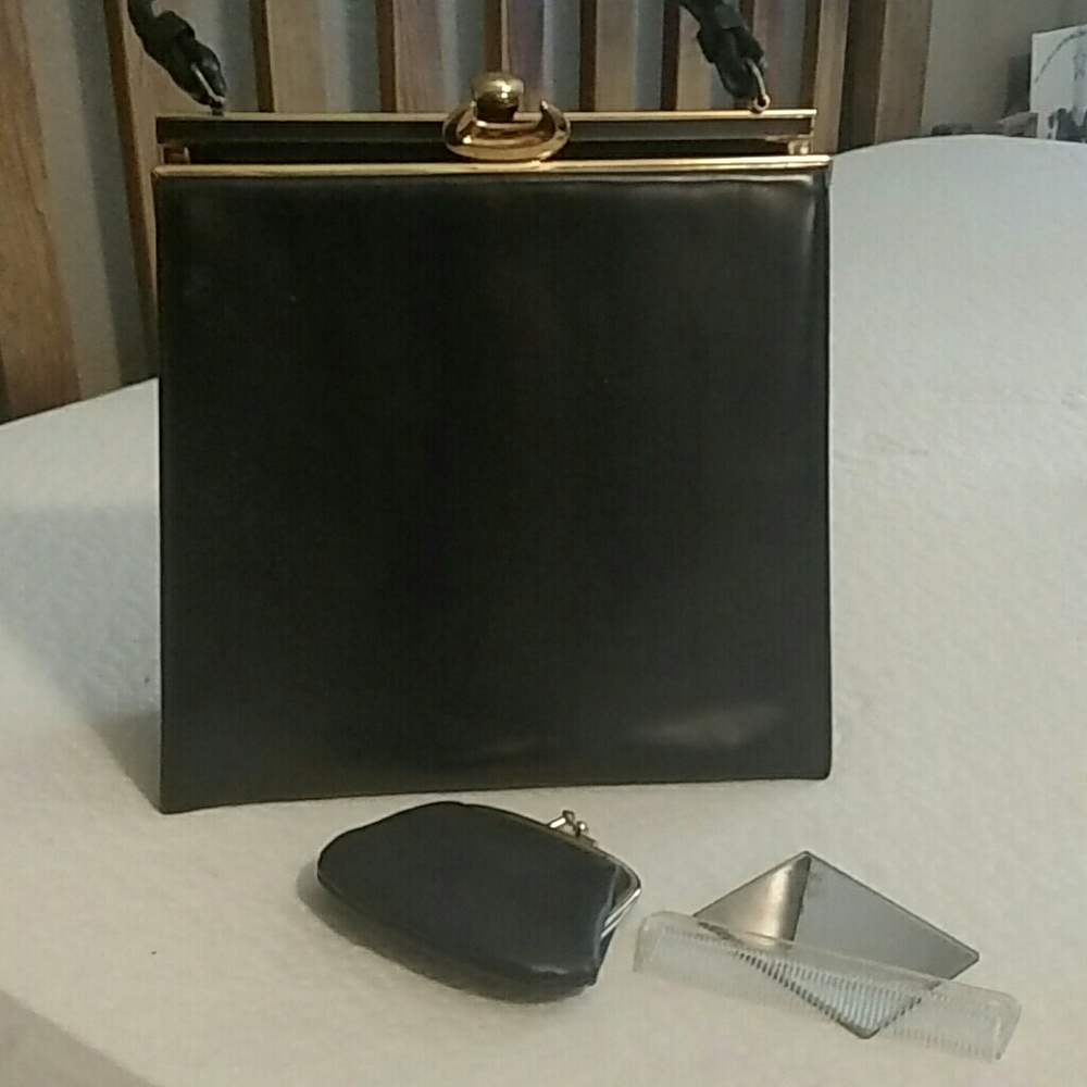 Vintage black 1950's lewis purse