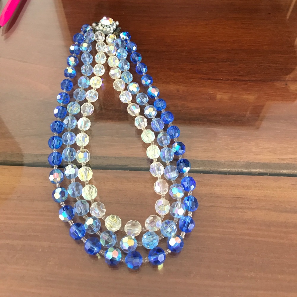 Antique Blue and white crystal necklace