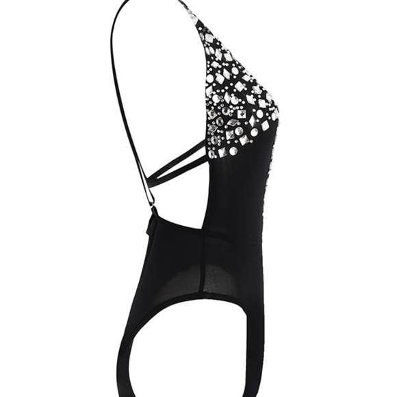 Last One• Crystal Beading Bodysuit in Black - Picture 3 of 6