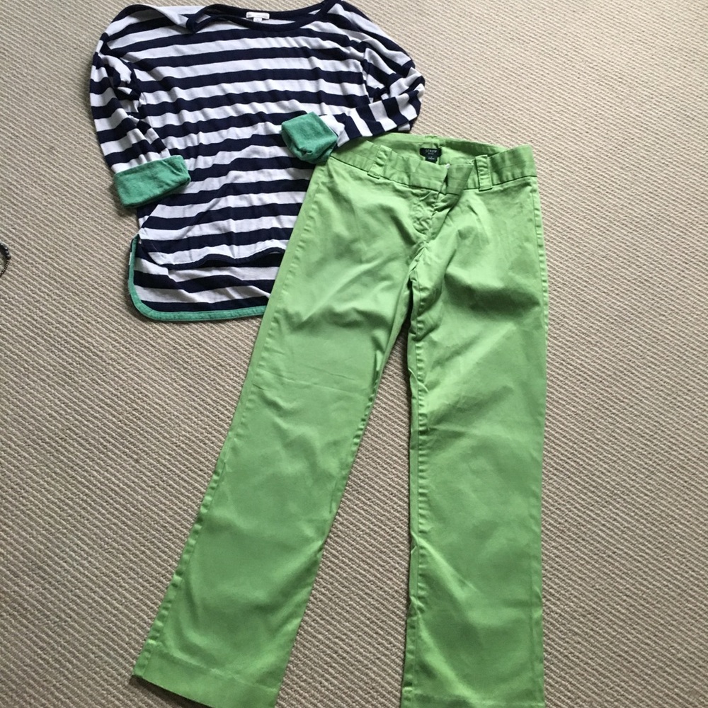 JCrew green straight leg crop pants