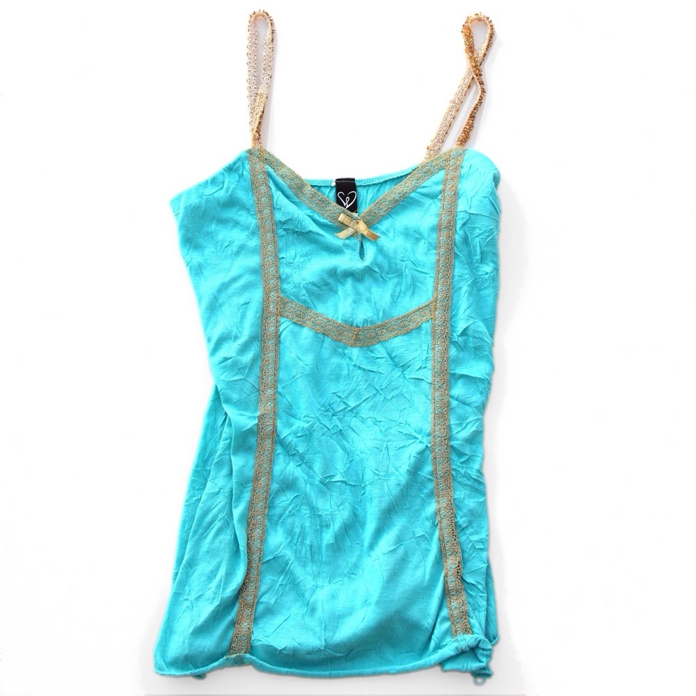 Blue and Gold Lace Tank Top