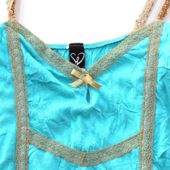 Blue and Gold Lace Tank Top - Picture 3 of 3