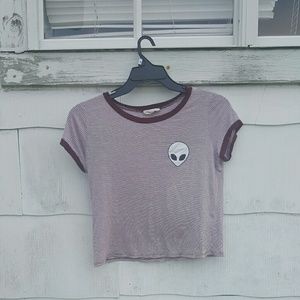 Red striped alien t-shirt