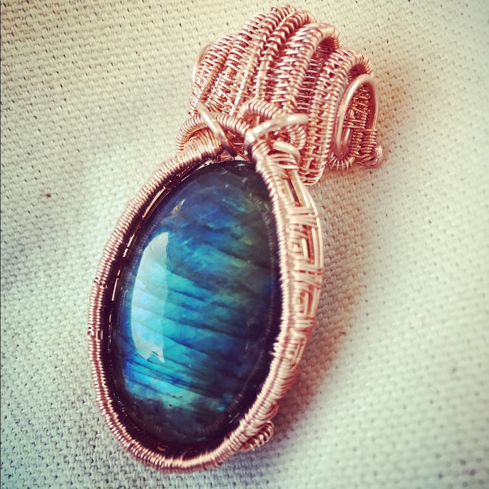 Labradorite Complex Bail Wire Wrap Pendant