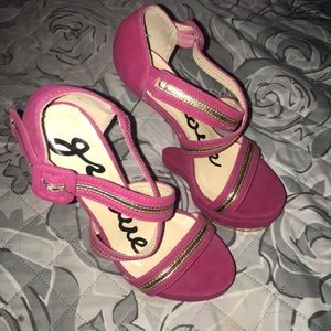 Pink & Gold Heeless Heels