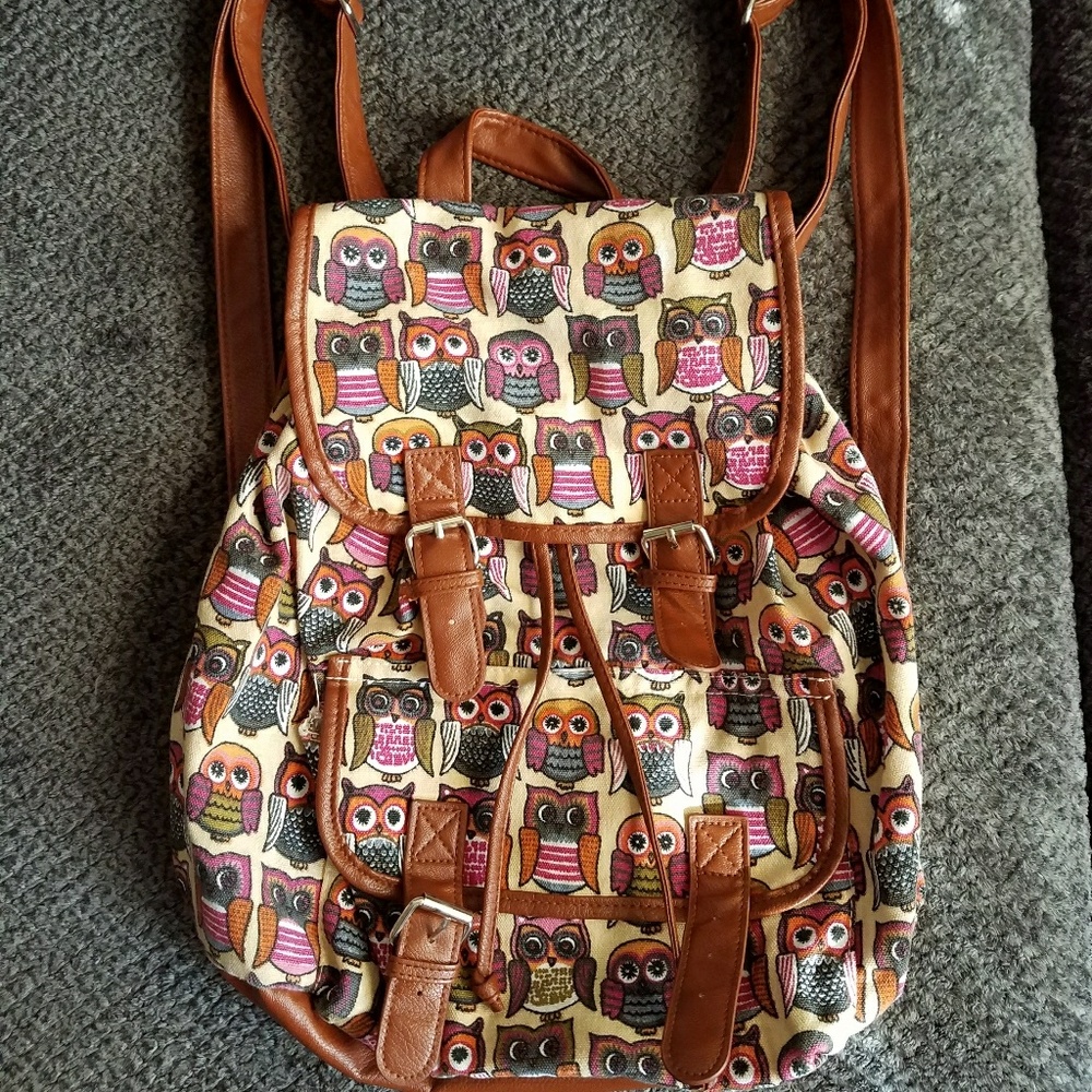 Owl canvas backpack