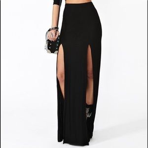 Black maxi skirt with two slits