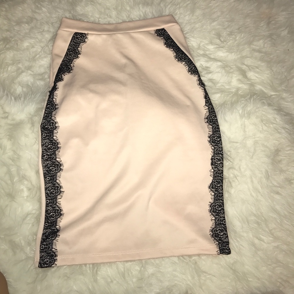 Long light pink skirt