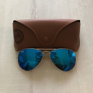 Ray Ban blue mirrored aviator sunglasses