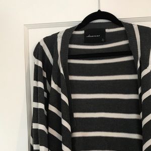 Blue and white striped sweater