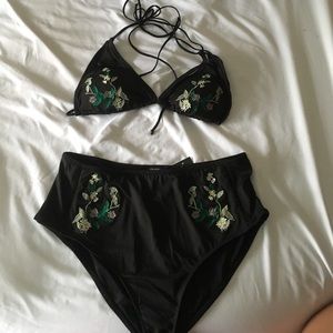 High waisted floral bikini