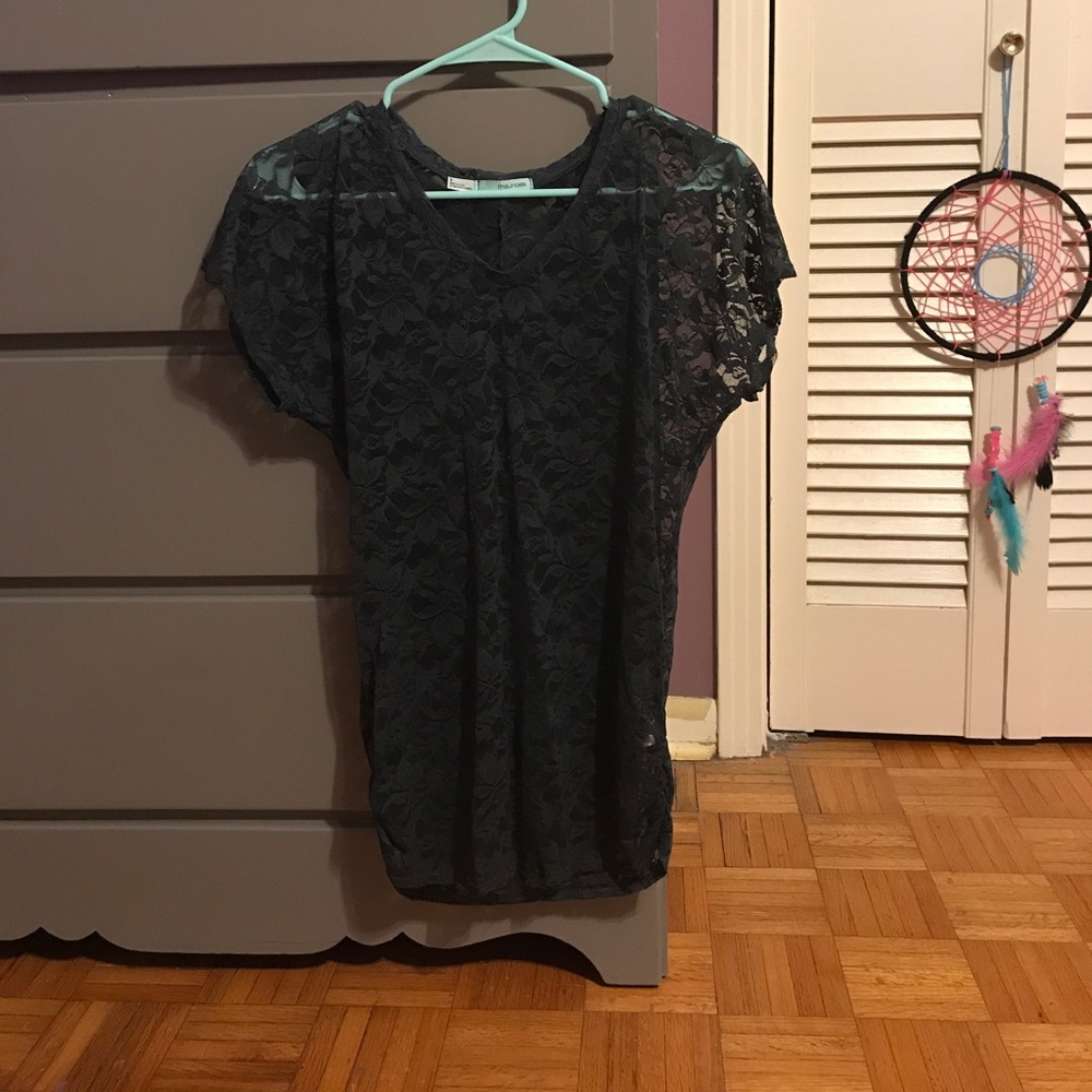 Small dark gray see through top.