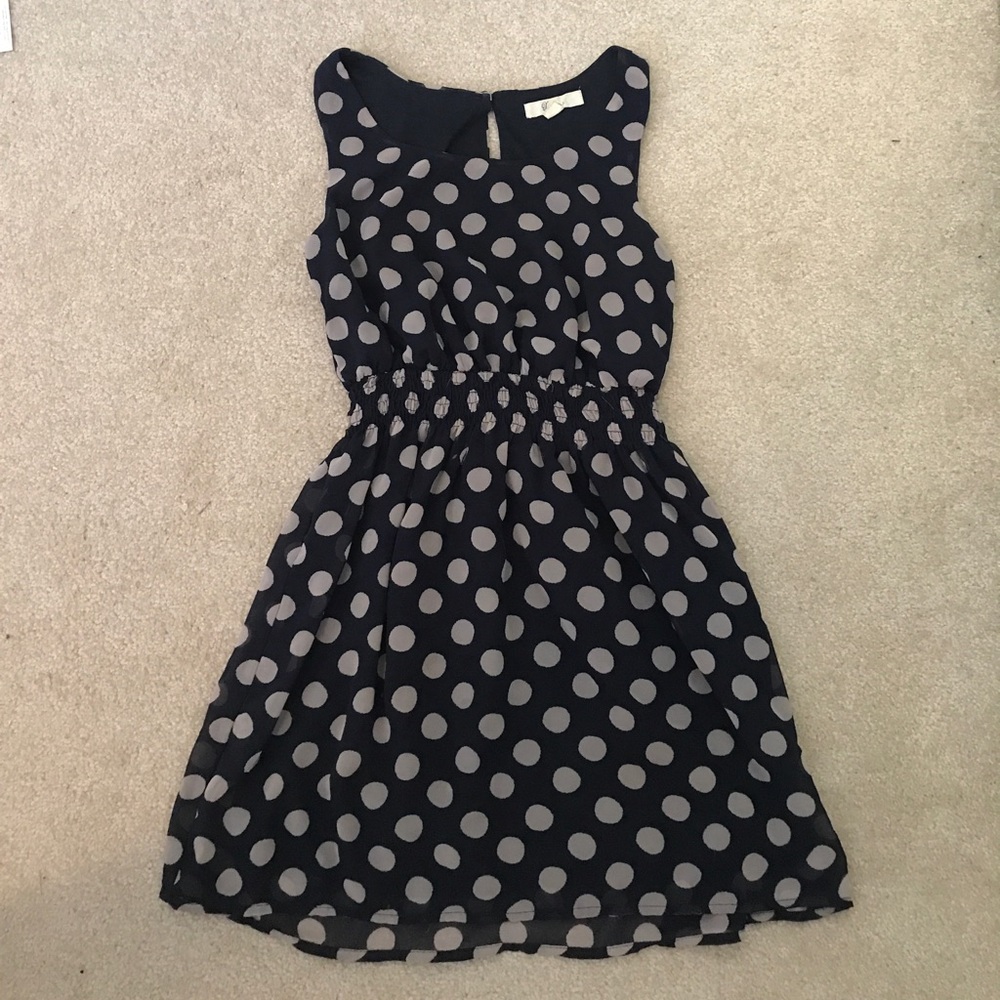 Navy polka dot dress