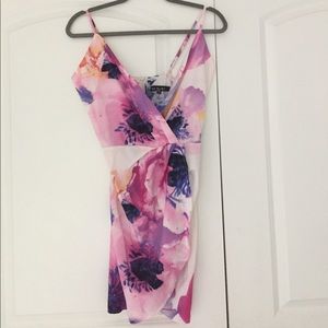 Deep Plunge Floral Dress