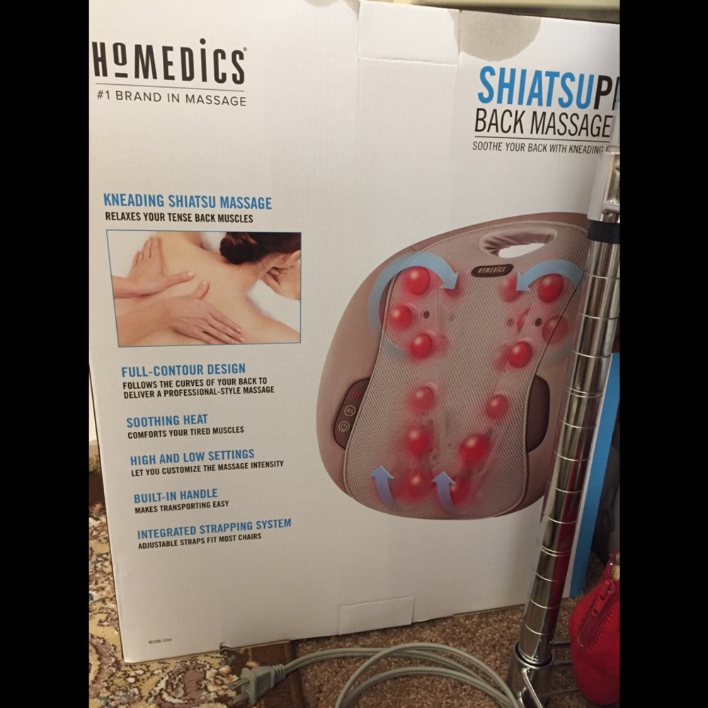 Back Massage with heat and soothing adjuster.