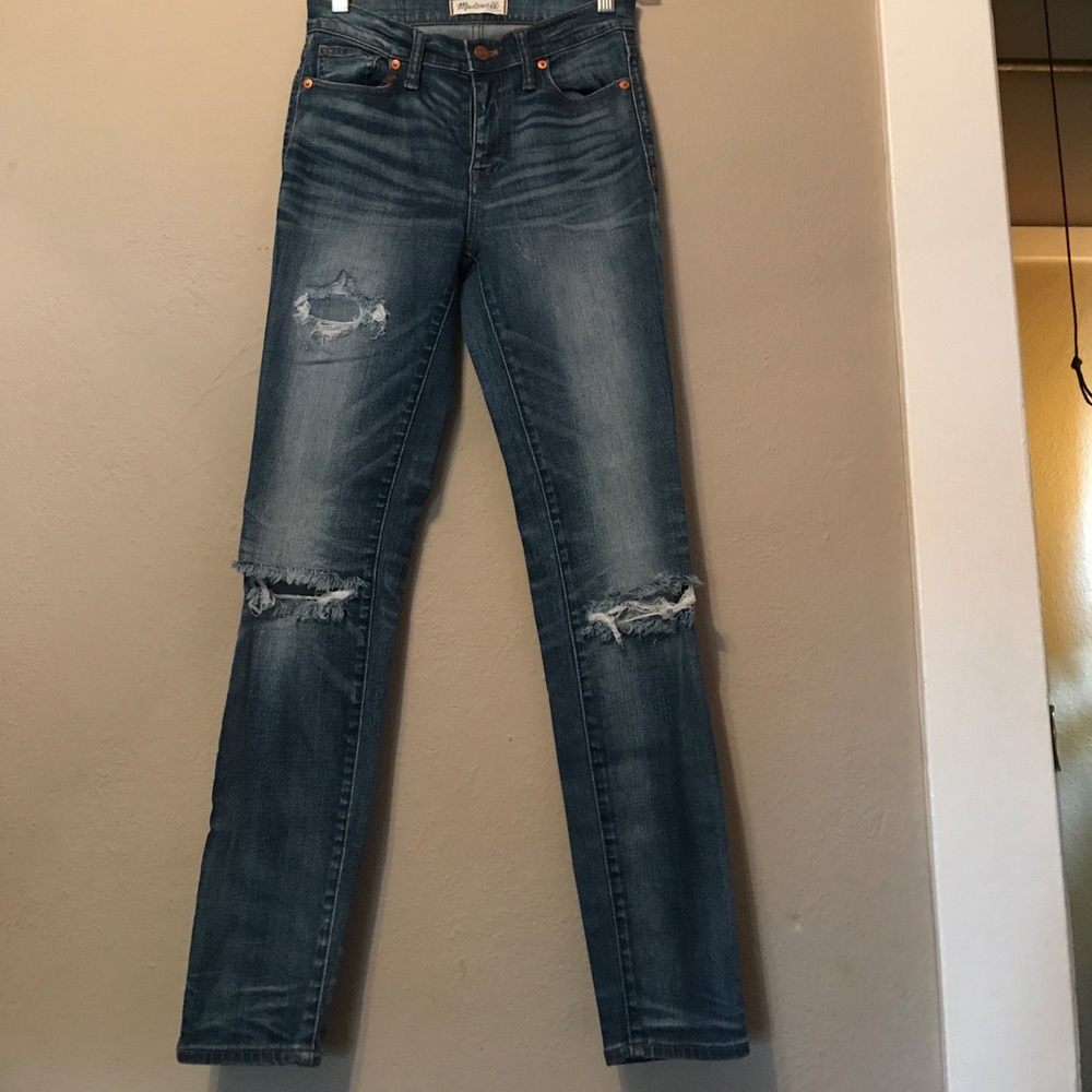 Distressed Madewell denim high riser skinny