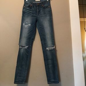 Distressed Madewell denim high riser skinny