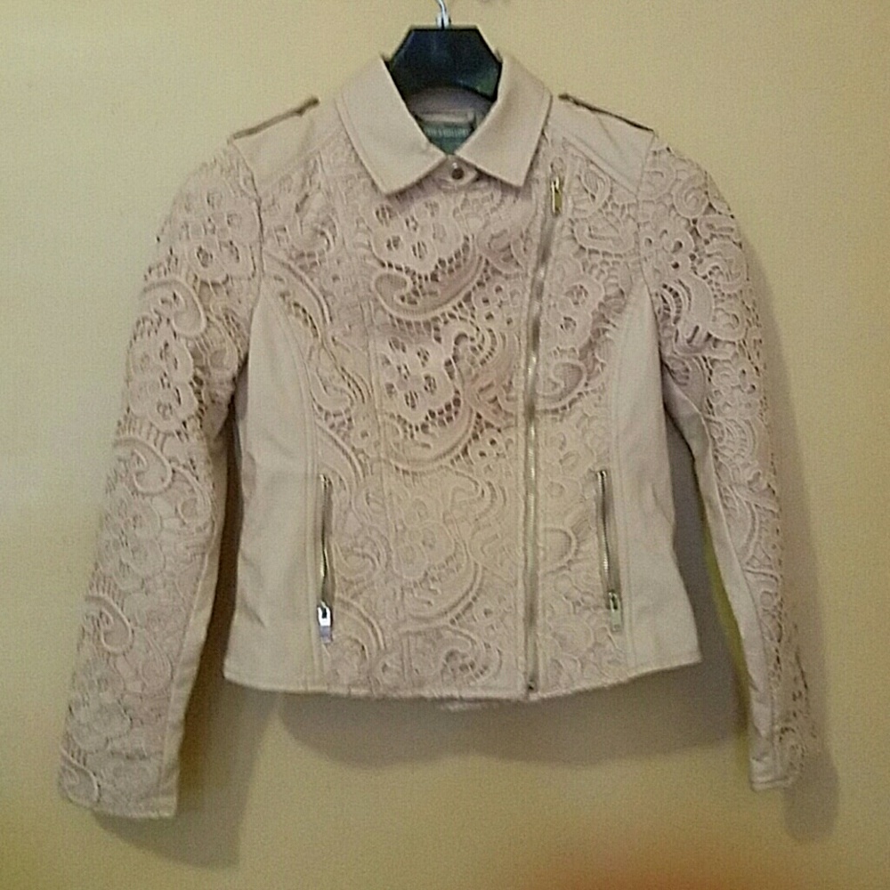 Beautiful 😍 blush faux leather lace jacket