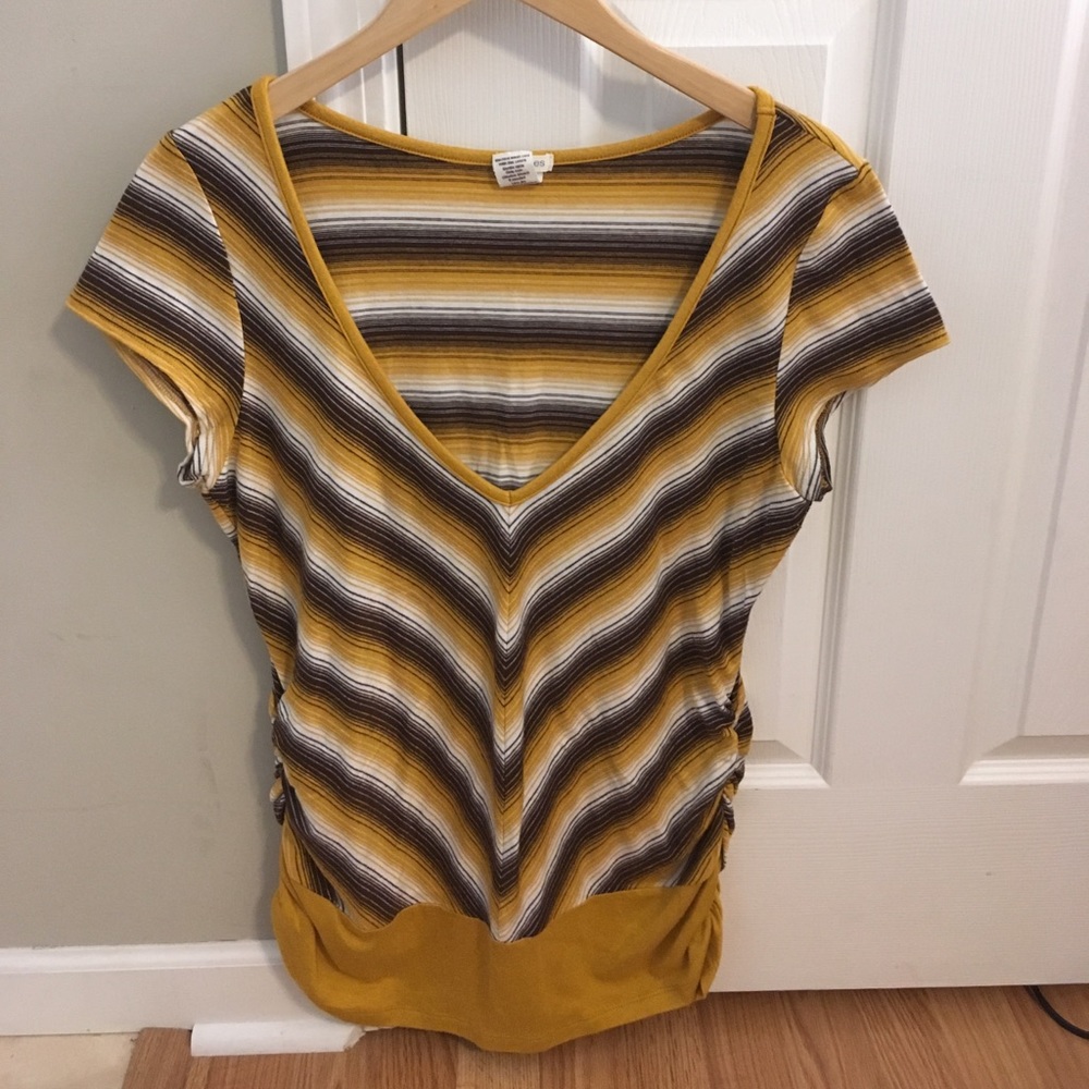 Maurice's mustard stretchy stripe top XL