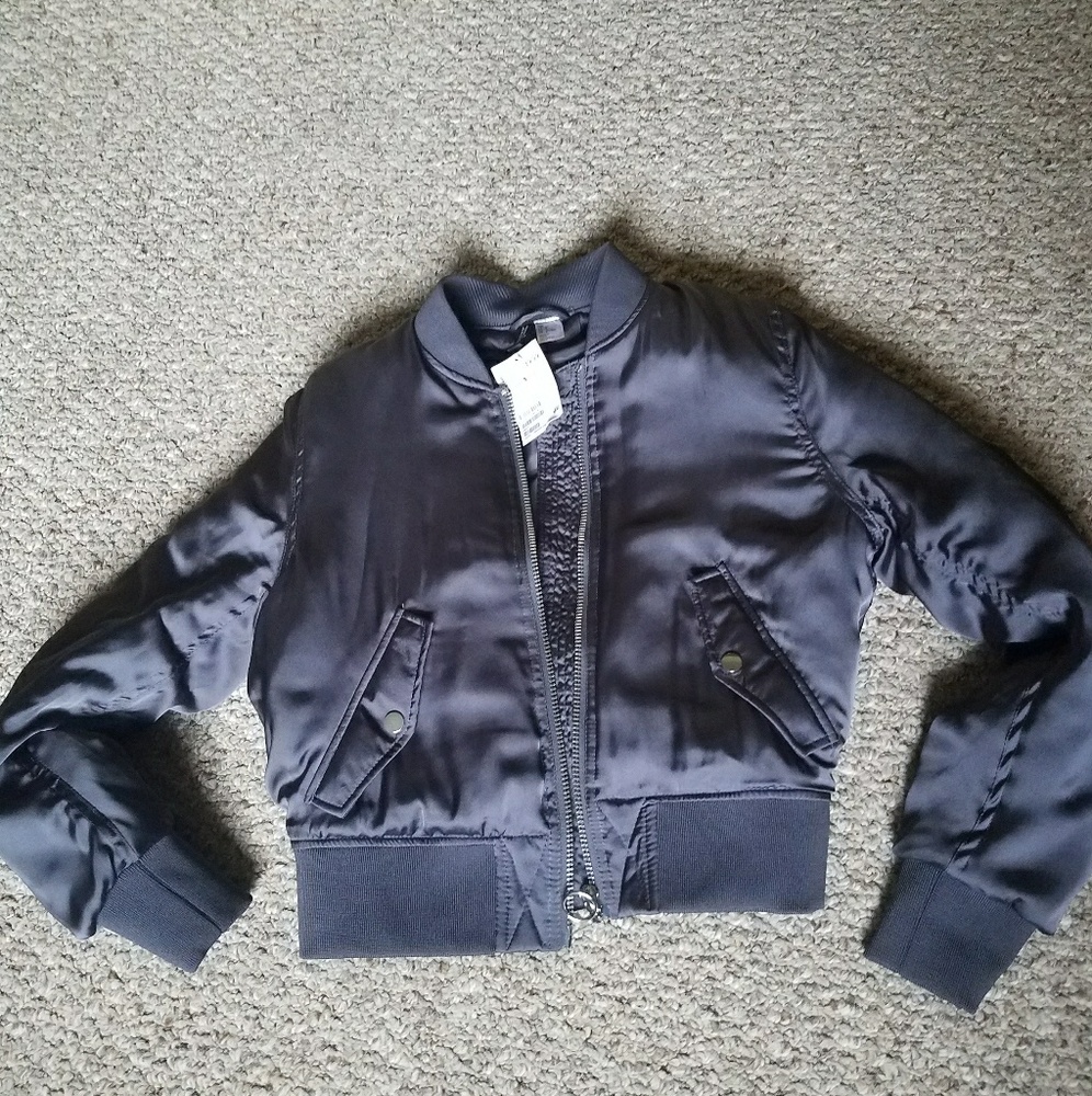 Divided bomber jacket dark gray