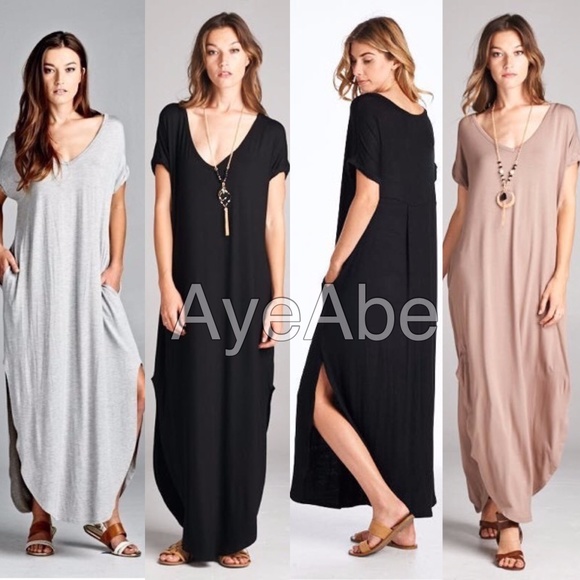 Oversized loose fit slit long maxi dress sold - Picture 4 of 8