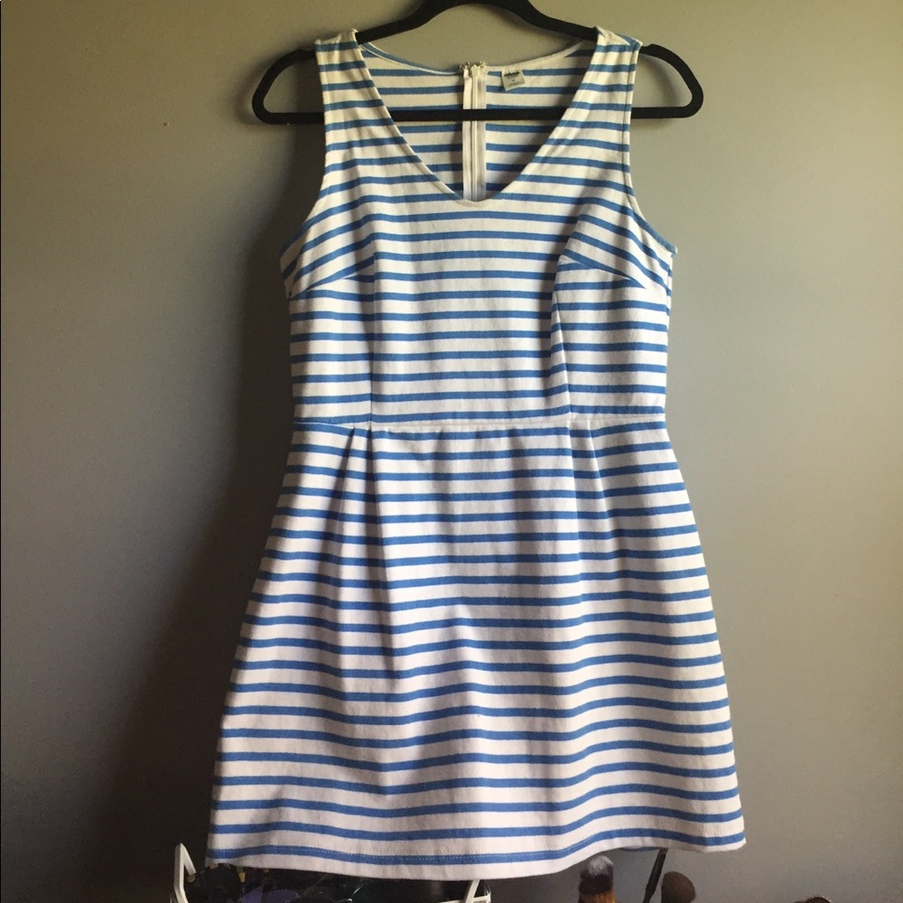 Blue and white striped dress