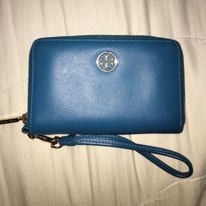 Blue Tory Burch wallet/wristlet