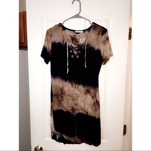 Lace up body con dress.