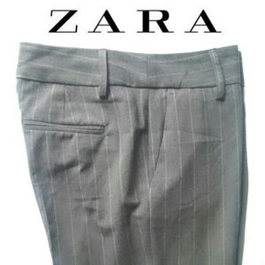 Zara Basic size 6 gray pinstriped slacks