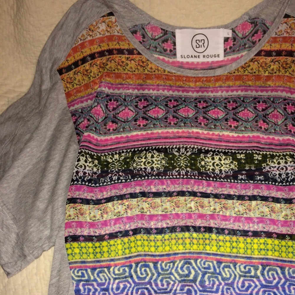 Sloane Rouge Tribal tunic shirt size L ANTHRO