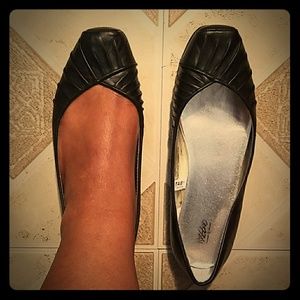 Black Leather Flats