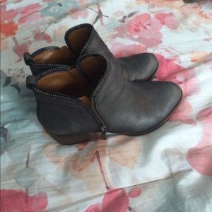 Lucky Brand sparkling grey zipper booties