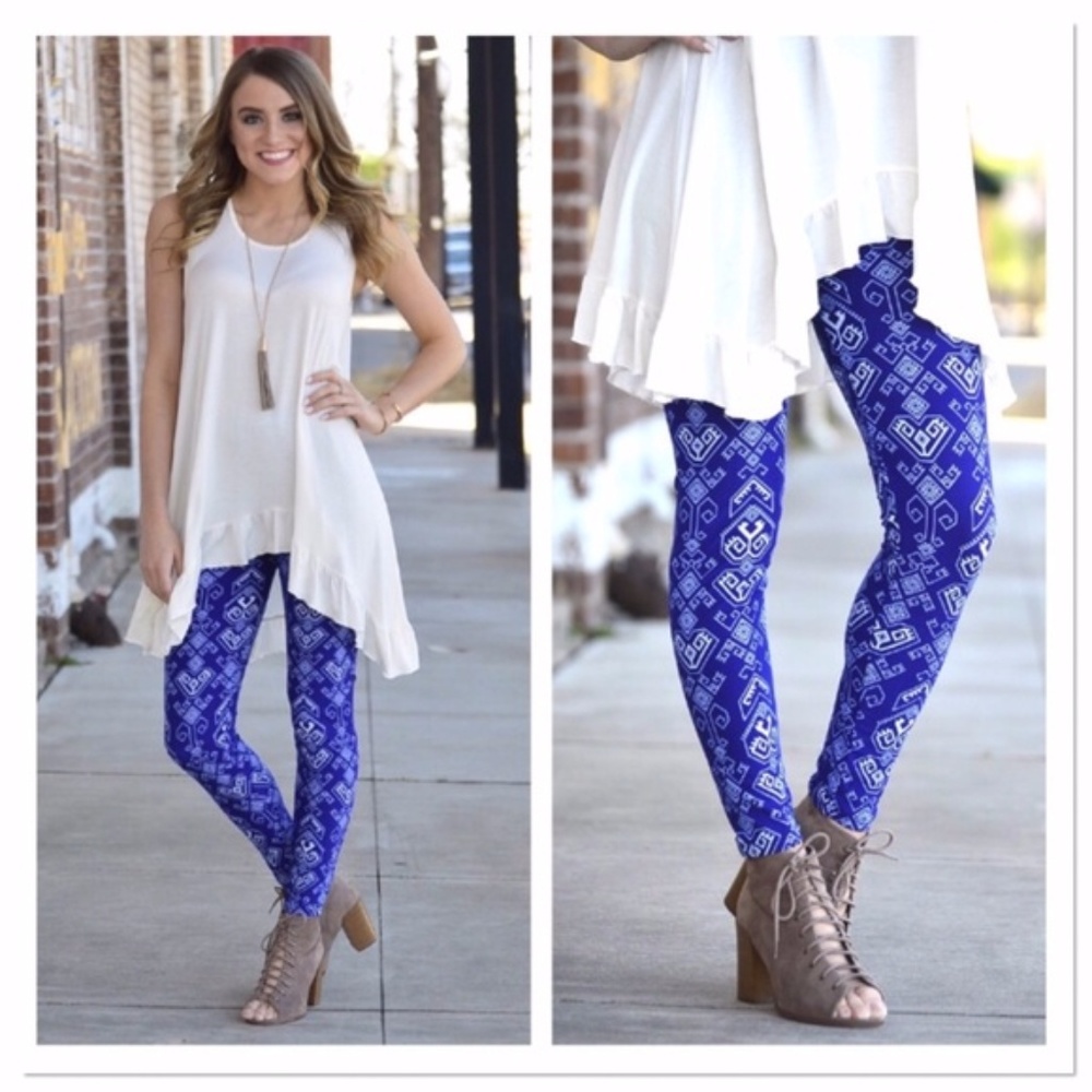 Blue Geo Leggings