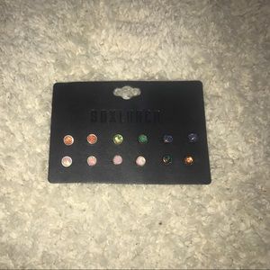 6-set of sparkly circular earrings