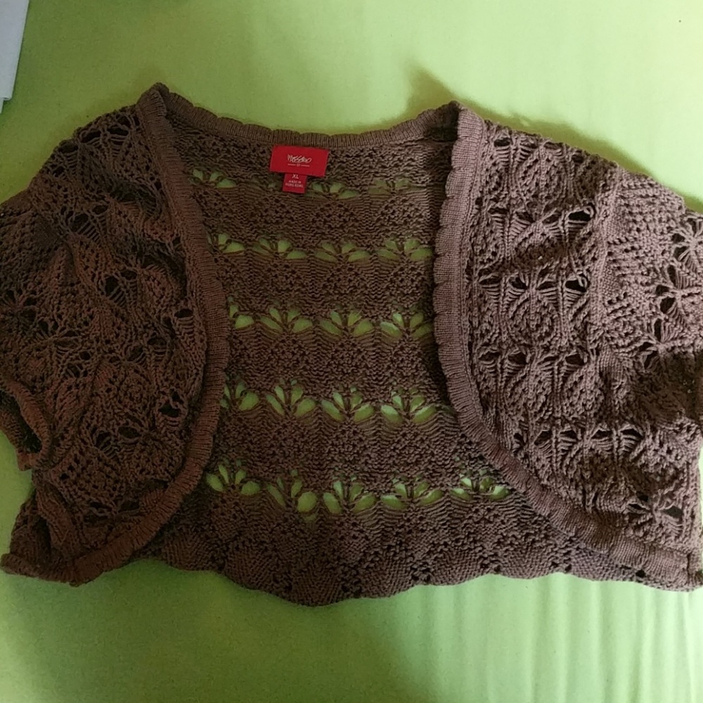Brown knit shrug sz xl